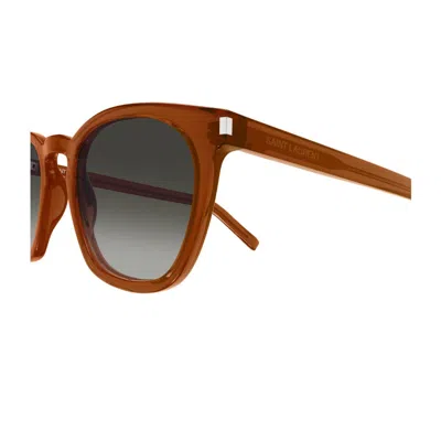 Saint Laurent Sl 28 Linea Corner Angle 051 Brown Grey Sunglasses In Brown