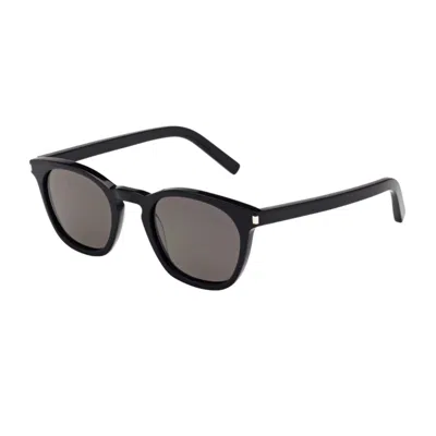 Saint Laurent Sl 28 Linea Corner Angle 002 Black Smoke Sunglasses In Black