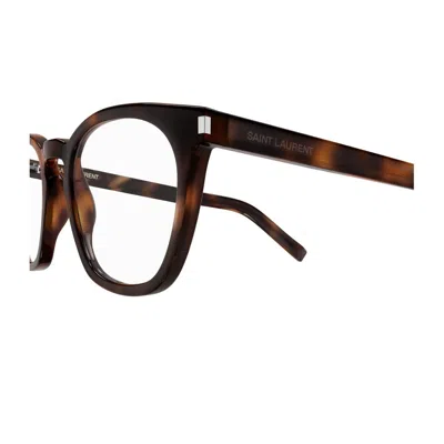 Saint Laurent Sl 28 Opt Linea Corner Angle 002 Havana Glasses In Brown