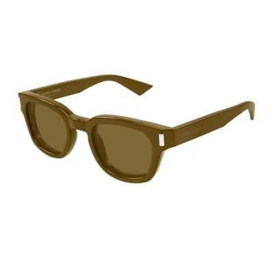 Saint Laurent Sl 838 Linea Corner Angle 007 Brown Sunglasses In Brown