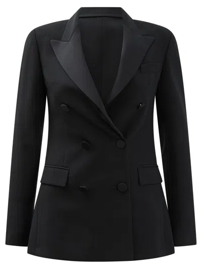 Semper Double Breasted Blazer Jacket In Black