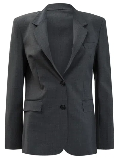 Semper Blazer Jacket In Wool In Gray