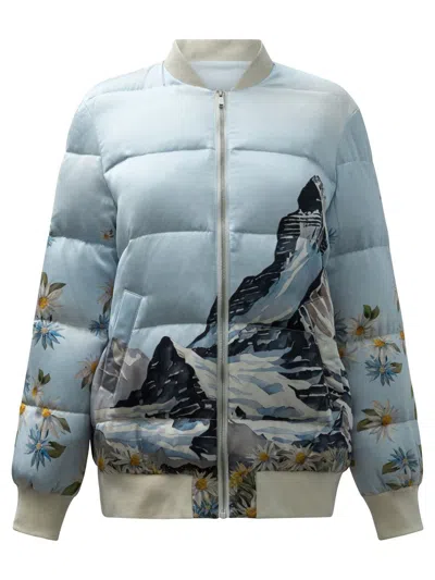Sleep No More Graphic-print Padded Jacket In Blue
