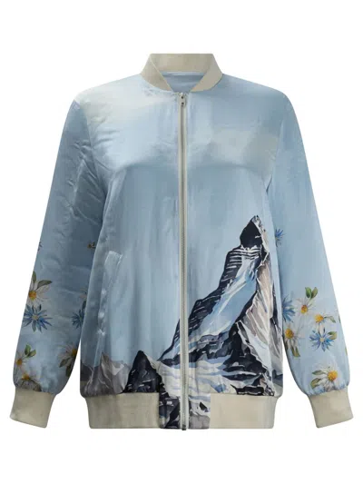 Sleep No More "zermatt" Silk Down Jacket In Blue