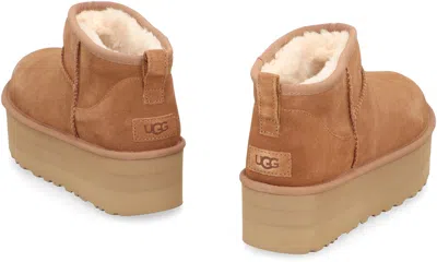Ugg Beige Suede Ankle Boots In Brown