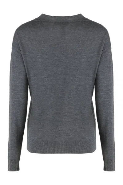 Weekend Max Mara V-neck Sweater In Wool And Cashmere In Gray