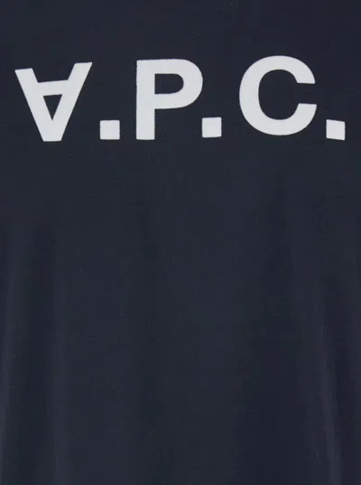 Apc A.p.c. Women Blue Crewneck T-shirt With Logo On The Front In Cotton Woman In Blue