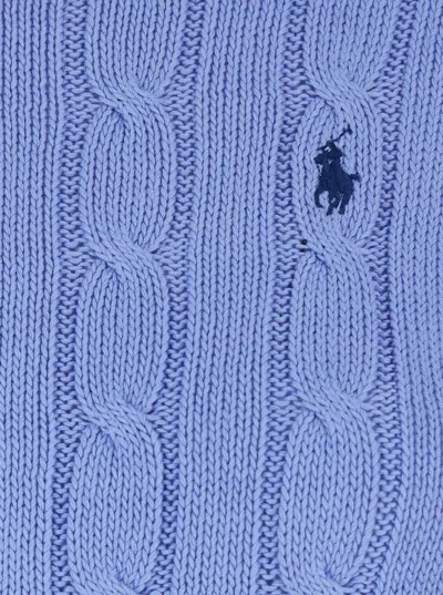 Polo Ralph Lauren Blue Crewneck Sweater With Pony Embroidery On The Front In Cotton Woman In Blue