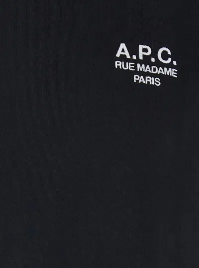 Apc Black Crewneck T-shirt With Logo Embroidered On The Front In Cotton Man In Black