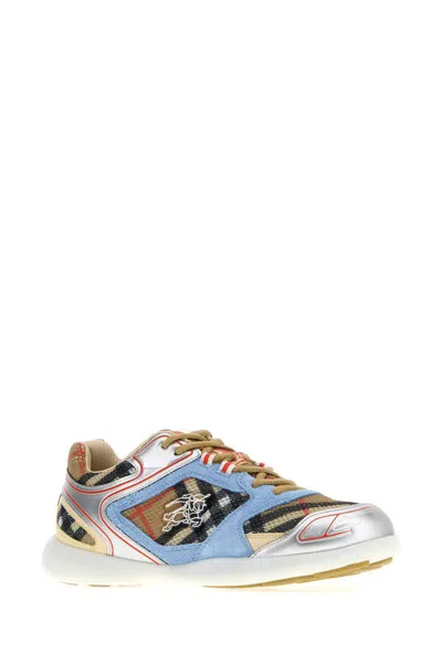 Burberry Mesh And Suede Matrix Style Sneakers In Multi