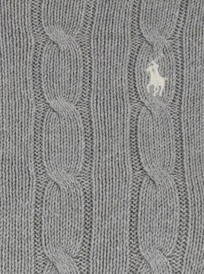 Polo Ralph Lauren Grey Crewneck Sweater With Pony Embroidery On The Front In Cotton Woman In Gray