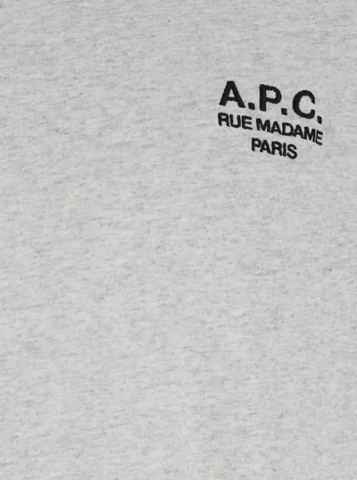 Apc Grey Crewneck T-shirt With Logo Embroidered On The Front In Cotton Man In Gray
