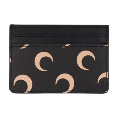 Marine Serre Black Screen Print Leather Card Holder In Black