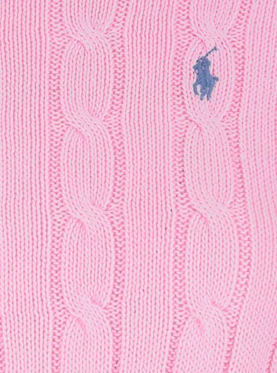 Polo Ralph Lauren Pink Crewneck Sweater With Pony Embroidery On The Front In Cotton Woman In Pink