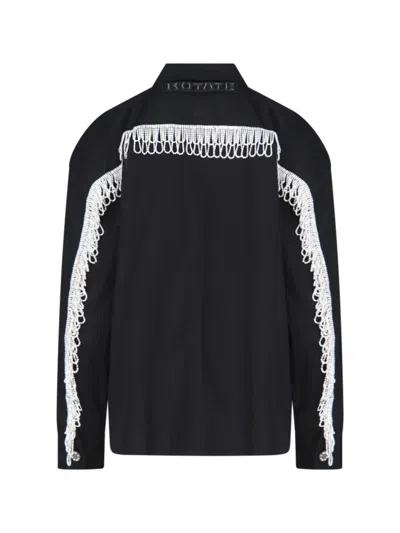 Rotate Birger Christensen Rotate Overshirt With Crystal Fringes In Black