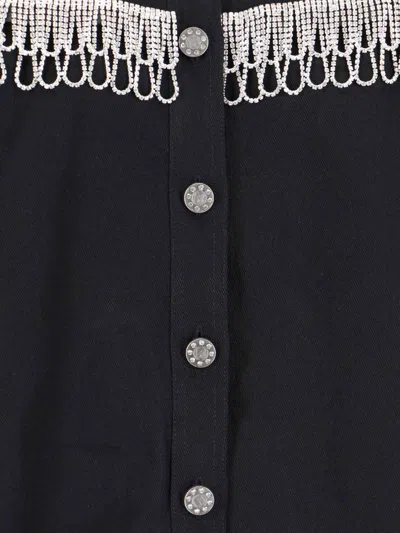 Rotate Birger Christensen Rotate Overshirt With Crystal Fringes In Black