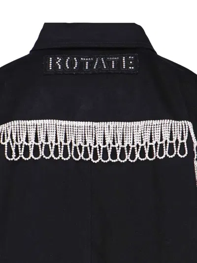 Rotate Birger Christensen Rotate Overshirt With Crystal Fringes In Black