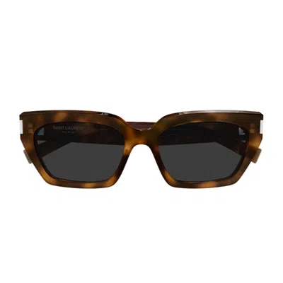 Saint Laurent Sl 826 Page Linea Corner Angle 002 Havana Grey Sunglasses In Brown
