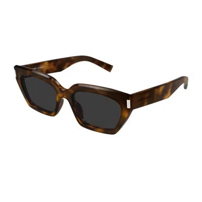 Saint Laurent Sl 826 Page Linea Corner Angle 002 Havana Grey Sunglasses In Brown