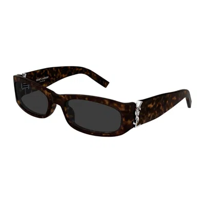Saint Laurent Sl M152 Linea Monogram 002 Dark Havana Grey Sunglasses In Brown