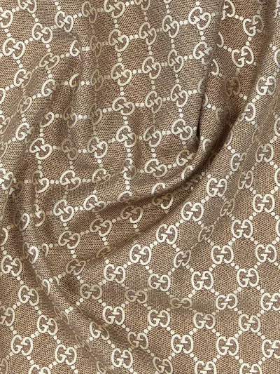 Gucci Brown Gg Lame Scarf In Multi