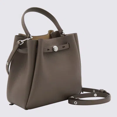 Tory Burch Beige Leather Romy Satchel In Brown