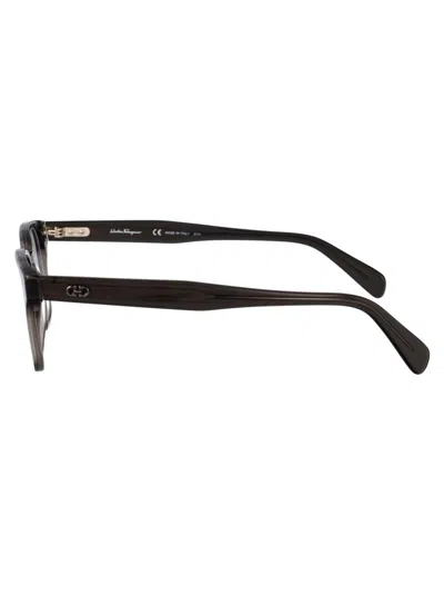 Ferragamo Transparent Grey Acetate Glasses In Gray
