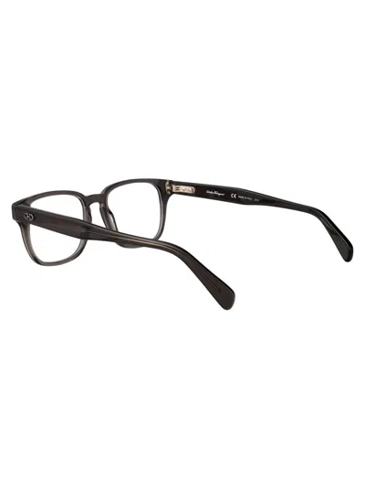 Ferragamo Transparent Grey Acetate Glasses In Gray