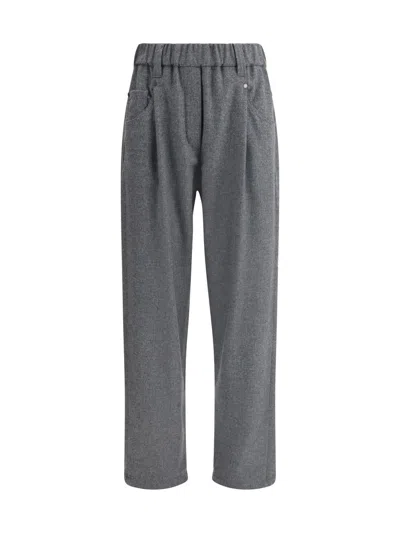 Brunello Cucinelli Women Wool Pants In Gray