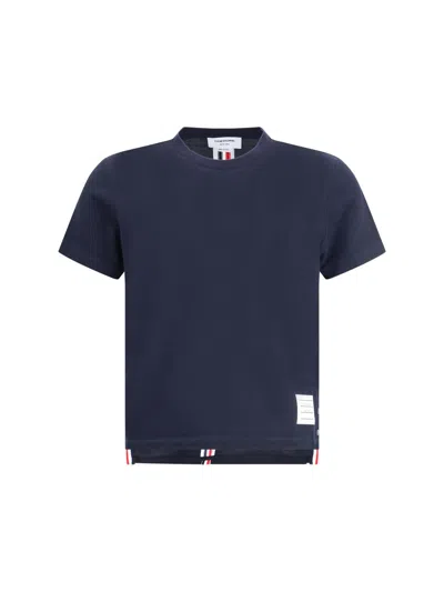 Thom Browne T-shirt With Iconic Bands In Blue