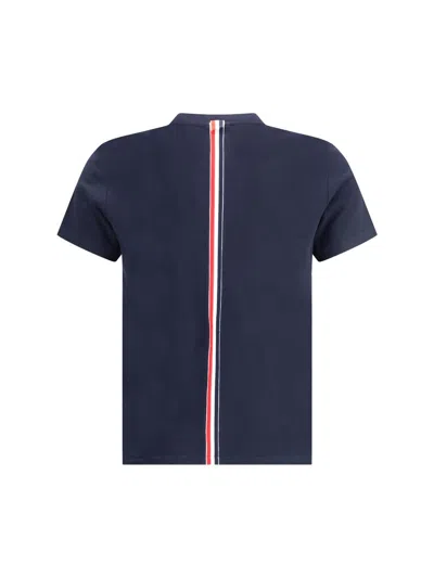Thom Browne T-shirt With Iconic Bands In Blue