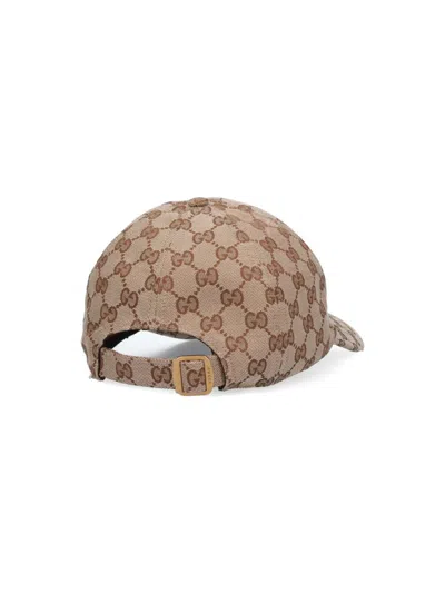 Gucci Men Beige And Ebony Baseball Cap With Web Detail In Gg Supreme Canvas Man In Green