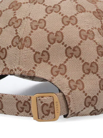 Gucci Men Beige And Ebony Baseball Cap With Web Detail In Gg Supreme Canvas Man In Green