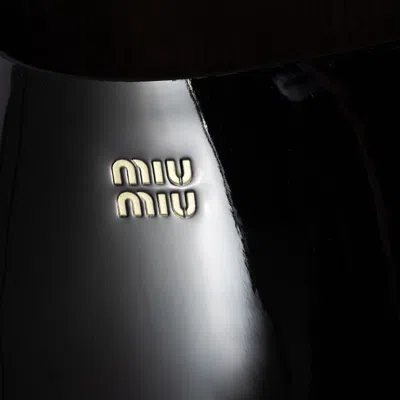 Miu Miu Open-toe Black Patent Sandals With Decorative Studs In Black