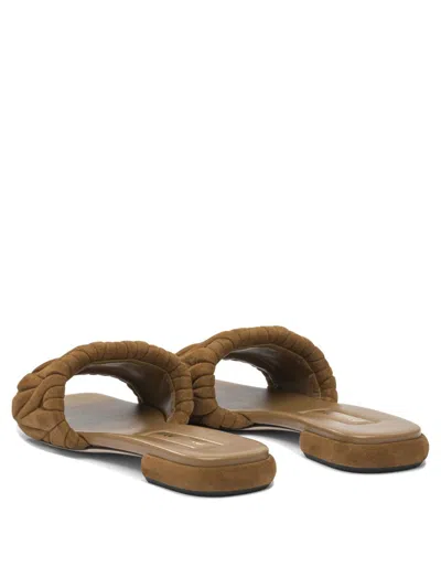 Miu Miu Quilted Leather Flat Slide Style In Brown