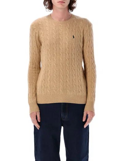 Polo Ralph Lauren Iconica Maglia A Trecce Lana E Cashmere. Regular-fit. Girocollo. Sweater In Nude