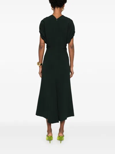 Victoria Beckham Edith V-neck Midi Dress In Black
