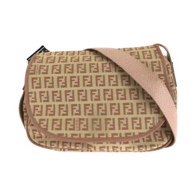 Pre-owned Fendi Beige Pink Canvas Leather Pochette Shoulder Bag () In Multi