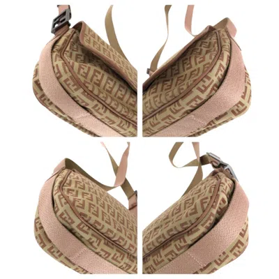 Pre-owned Fendi Beige Pink Canvas Leather Pochette Shoulder Bag () In Multi
