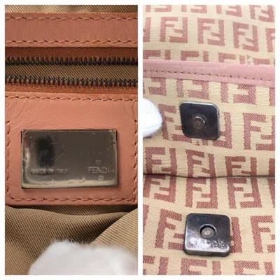 Pre-owned Fendi Beige Pink Canvas Leather Pochette Shoulder Bag () In Multi