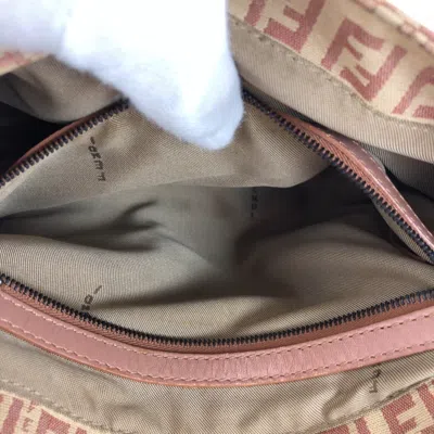 Pre-owned Fendi Beige Pink Canvas Leather Pochette Shoulder Bag () In Multi