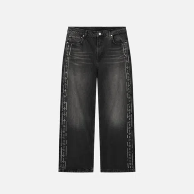 Duke & Dexter Men's Peso Black Studded Denim Jeans