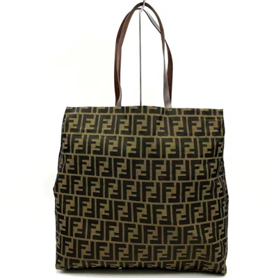 Pre-owned Fendi Brown Khaki Nylon Canvas Tote Bag () In Multi
