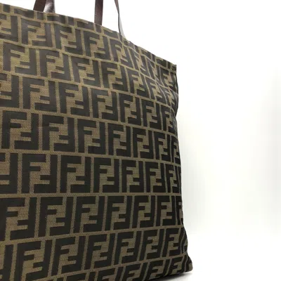 Pre-owned Fendi Brown Khaki Nylon Canvas Tote Bag () In Multi