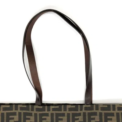 Pre-owned Fendi Brown Khaki Nylon Canvas Tote Bag () In Multi