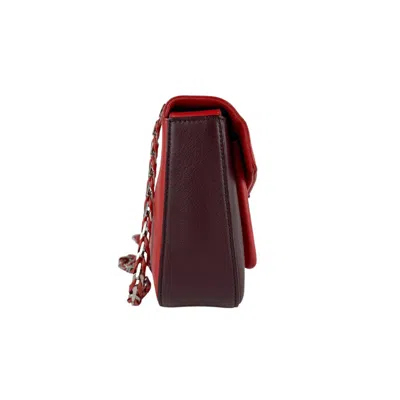 Pre-owned Fendi Burgundy Red Color Leather Shoulder Bag ()