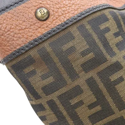 Pre-owned Fendi Zucca Brown Zucca Leather Shoulder Bag ()