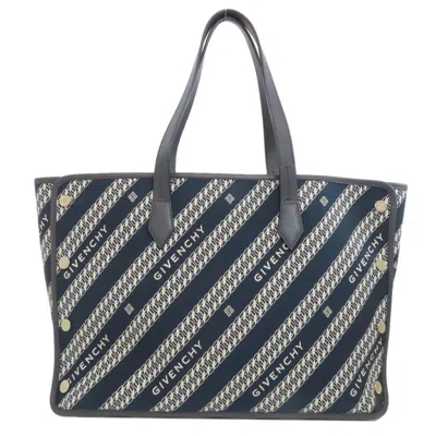 Pre-owned Givenchy Navy White Canvas Tote Bag () In Multi