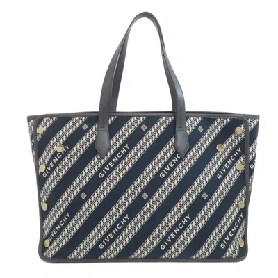 Pre-owned Givenchy Navy White Canvas Tote Bag () In Multi