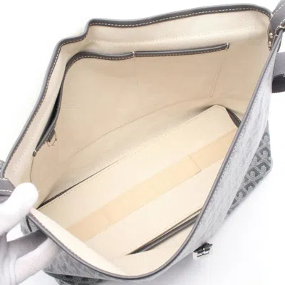 Pre-owned Goyard Gray White Coated Canvas Leather Shoulder Bag () In Multi